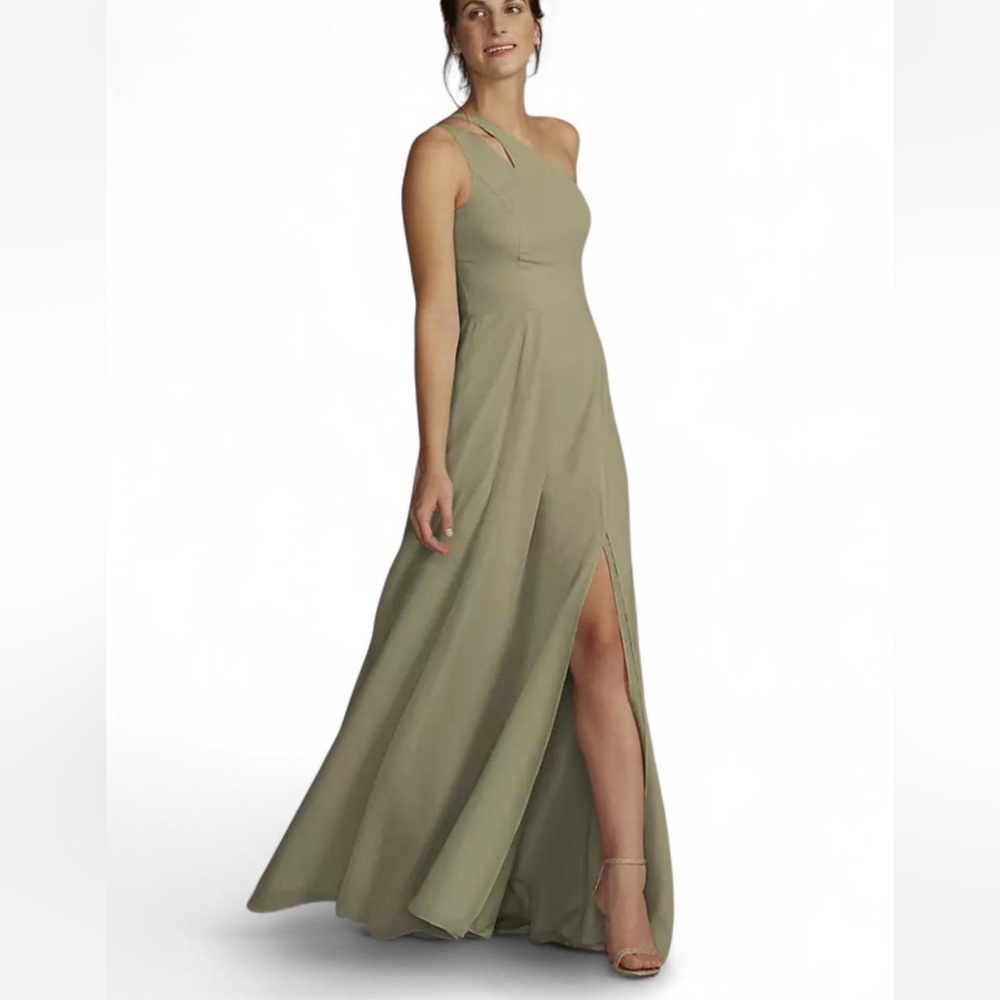 Eucalyptus Green Chiffon One-Shoulder Cutout Dress Bridesmaids Maxi dress/gown